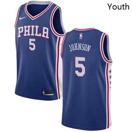 Youth Nike Philadelphia 76ers 5 Amir Johnson Swingman Blue Road NBA Jersey Icon Edition